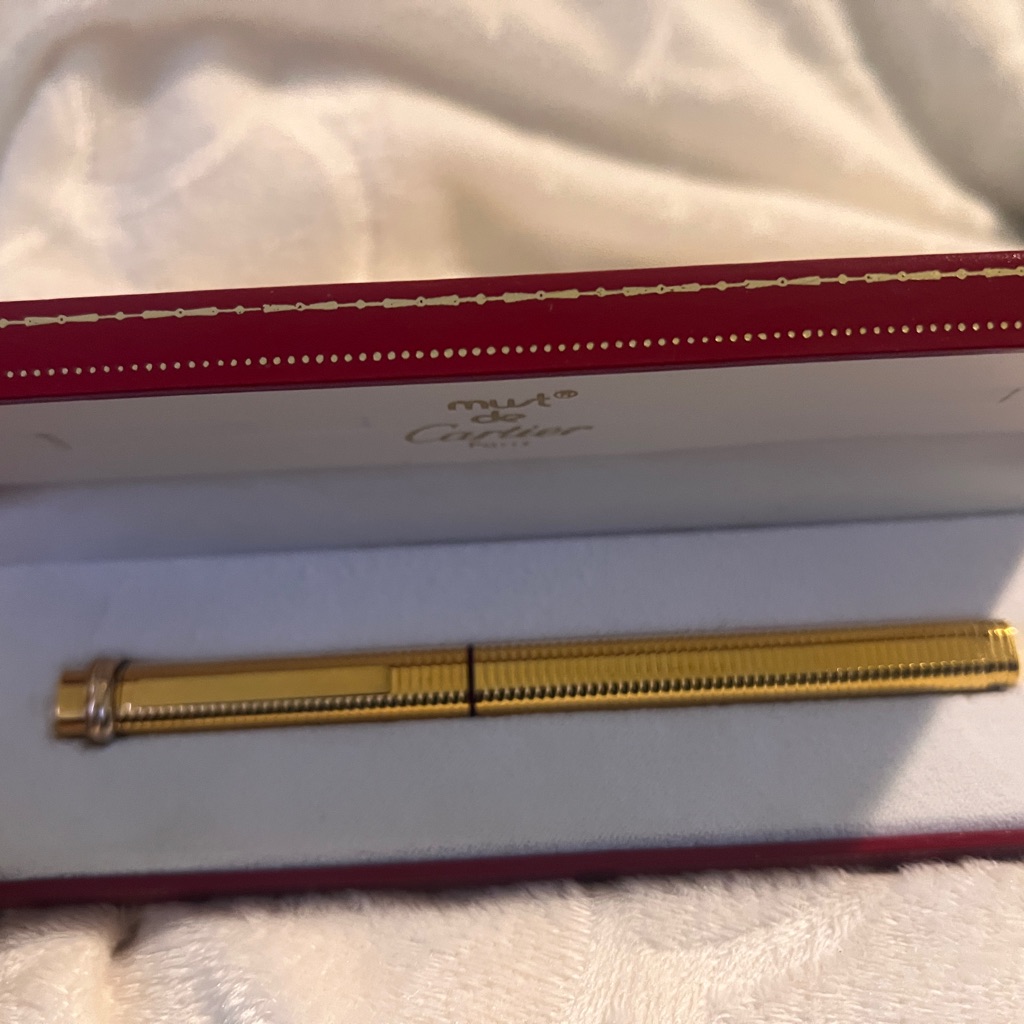 Cartier Golden Trinity Vendome Striped Rollerball Pen New 100% Genuine
